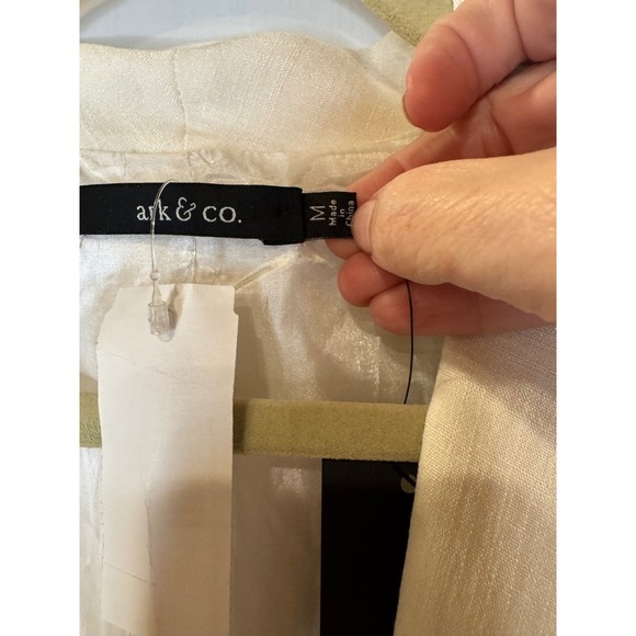 ark & co Cream Linen Blend Shawl Collar Single Button Blazer Jacket Size M - Picture 5 of 10